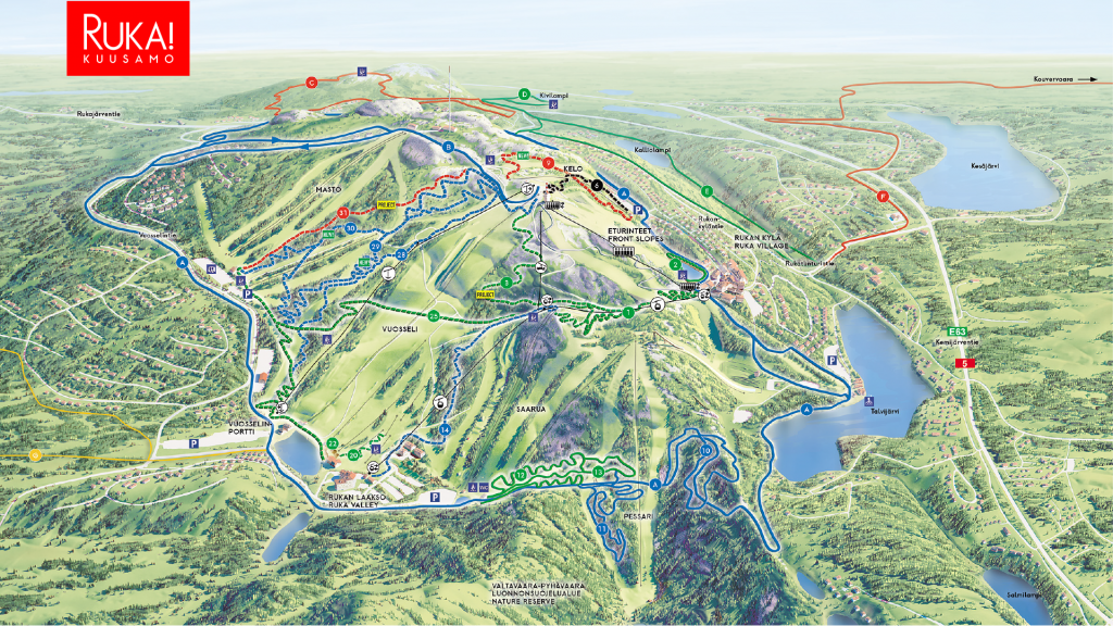 Ruka bikepark reittikartta