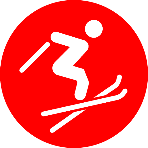Ruka-Kuusamo pyöreä punainen ikoni laskettelija rinteet