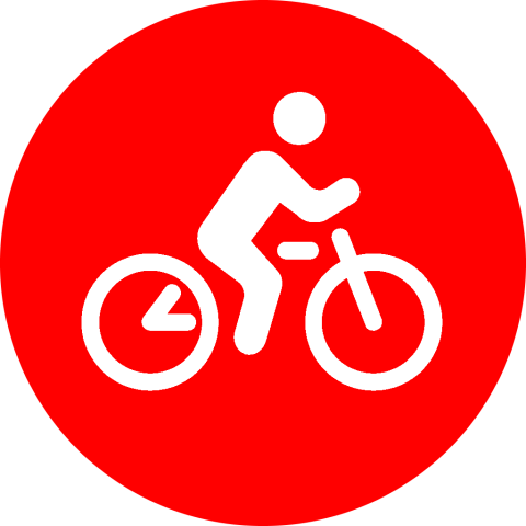 Ruka-Kuusamo pyöreä punainen ikoni maastopyöräilijä