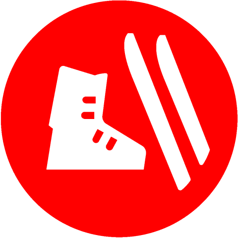 Ruka-Kuusamo pyöreä punainen ikoni välinevuokraus