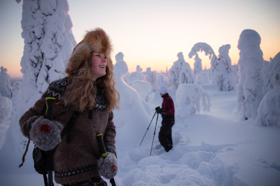 Lumikenkäilyä Kuntivaarassa, Ruka-Kuusamo