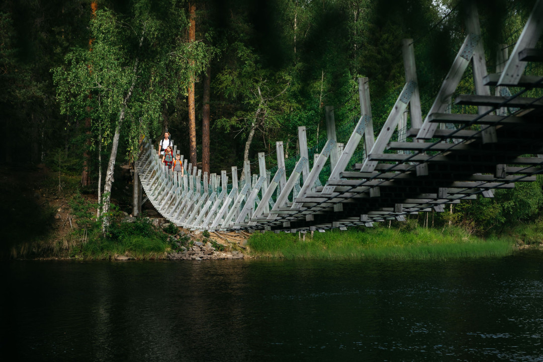 Niskakosken riippusilta, Pieni Karhunkierros, Oulangan kansallispuisto. Kuva Jani Kärppä/Kotacollective.