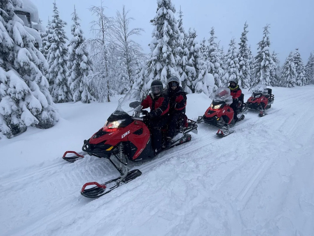 Moottorikelkkailua Ruka-Kuusamossa. Kuva Lammintupa. 