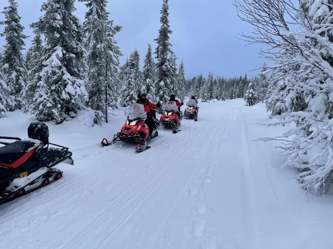 Moottorikelkkailua Ruka-Kuusamossa. Kuva Lammintupa. 