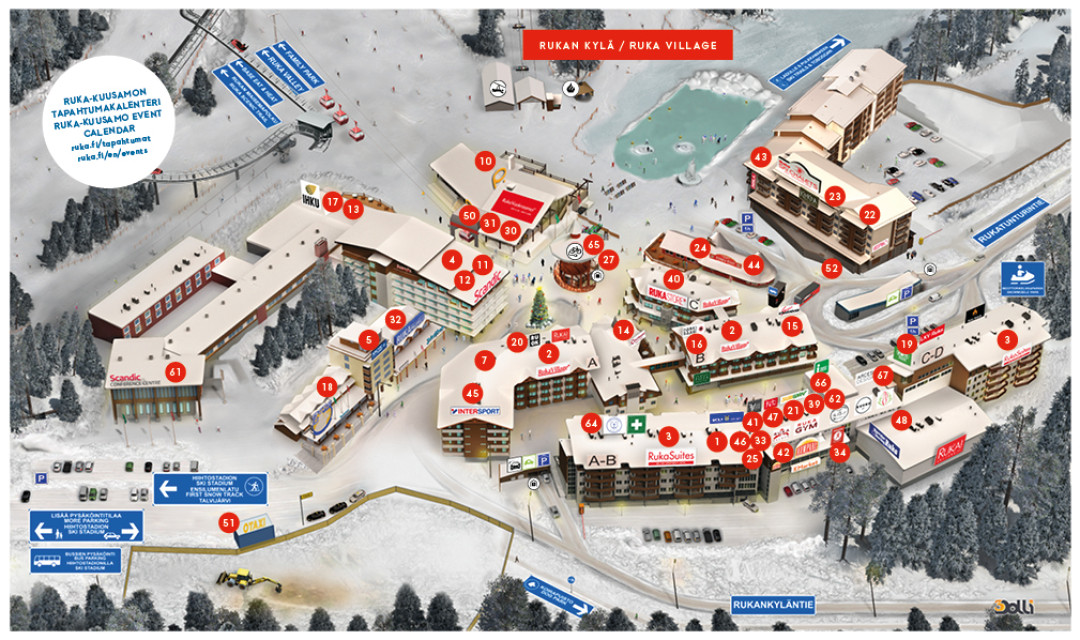 Ruka village map, winter 2025-2026