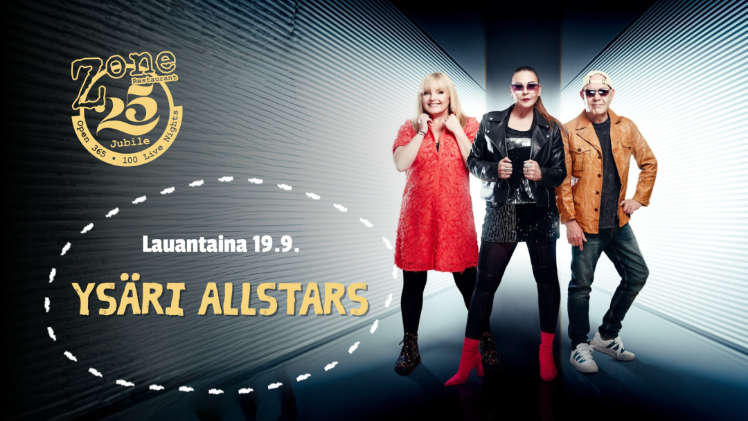Ysäri Allstars Ravintola Zonessa lauantaina 19.9.2026