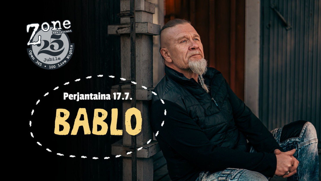 Bablo keikalla Ravintola Zonessa perjantaina 17.7.2026