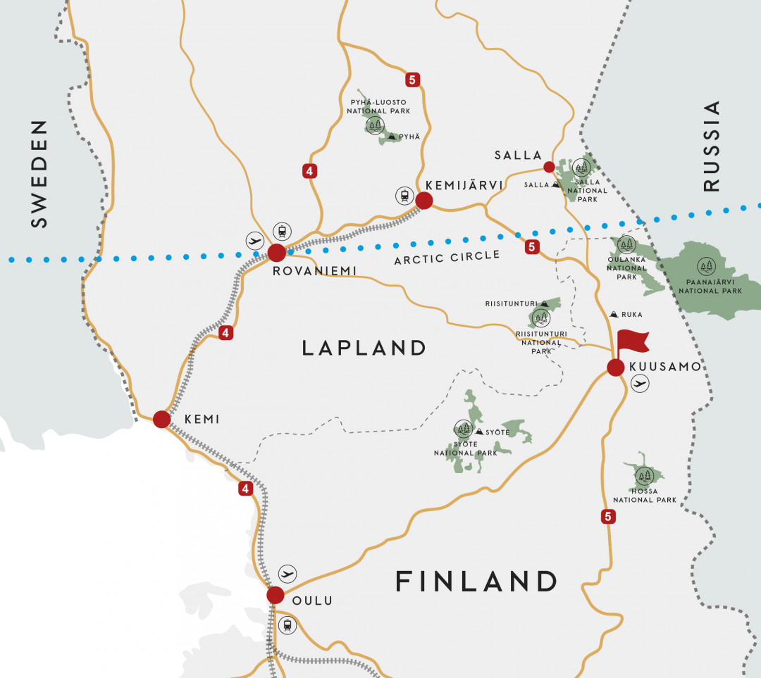 Kuusamo Ja Kansallispuistot Kartalla Kuusamo Ja Kansallispuistot Kartalla