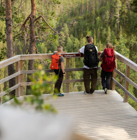Koko perheen retkeilyä Oulangan kansallispuistossa, Kallioportti, kuva Jani Kärppä