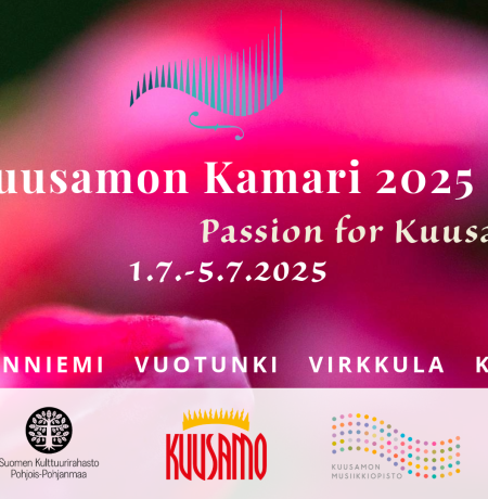 Kuusamon Kamari tapahtuman mainoskuva, jossa lueteltu paikat Iivaara, Sossonniemi, Vuotunki, Virkkula, Kuusamo