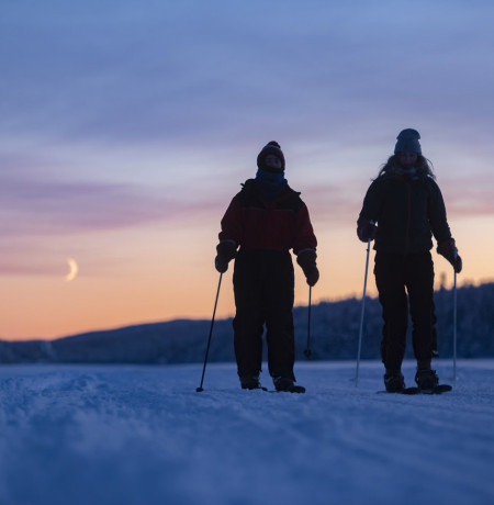 Hiihtäjät yöllä Riisitunturilla. Kuva Wild Out. 
