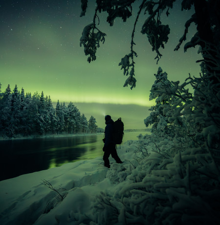 Revontulia Ruka-Kuusamossa. Kuva Mikko Santasalo