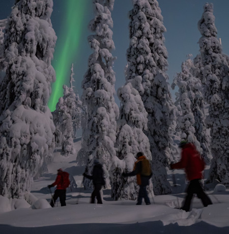 Northern Lights snowshoe hike Ruka