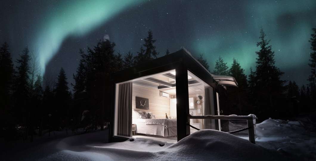 Iisakki Glass Village - upea majoituskohde revontulien katseluun. Kuva: Ruka Safaris