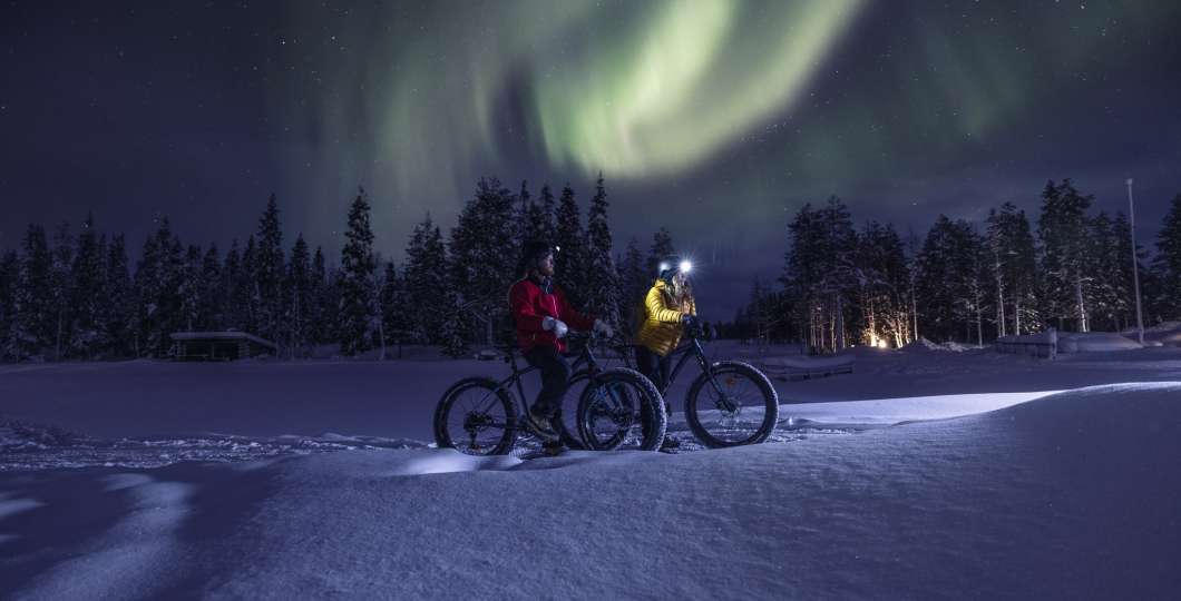 Winter biking in Ruka Ski Resort